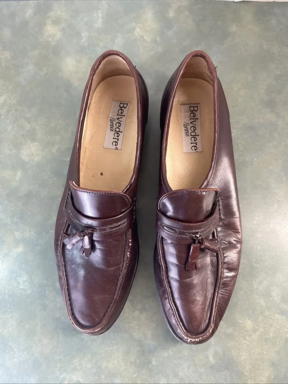 Vintage Belvedere Firenze Italy Leather Tassel Loafers Men’s 11N As Is Brown 90s